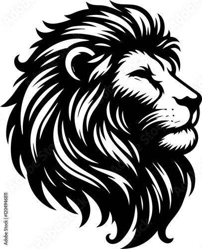 Stylized Lion Head Illustrations in Black Vector Design