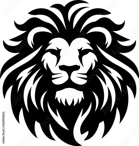 Stylized Lion Head Illustrations in Black Vector Design