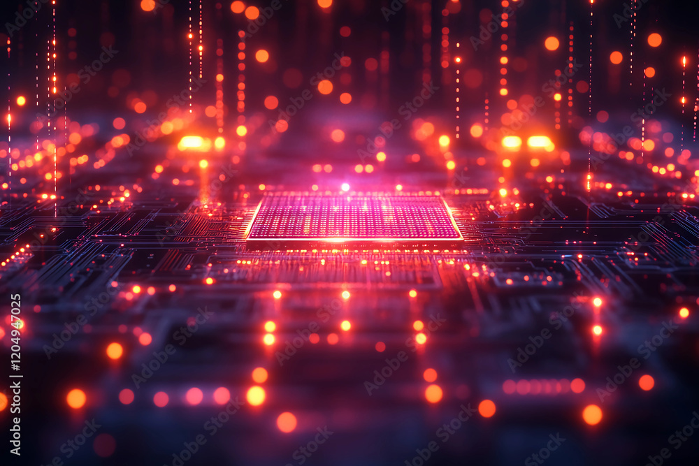 3D Rendering of Stacked Microprocessors for Cutting-Edge AI Applications, Illuminated with Vibrant Colors and Interconnected by Dynamic Data Streams, Set Against a Background of Abstract Digital 3D Rendering of Stacked Microprocessors for Cutting-Edge AI Applications, Illuminated with Vibrant Colors and Interconnected by Dynamic Data Streams, Set Against a Background of Abstract Digital