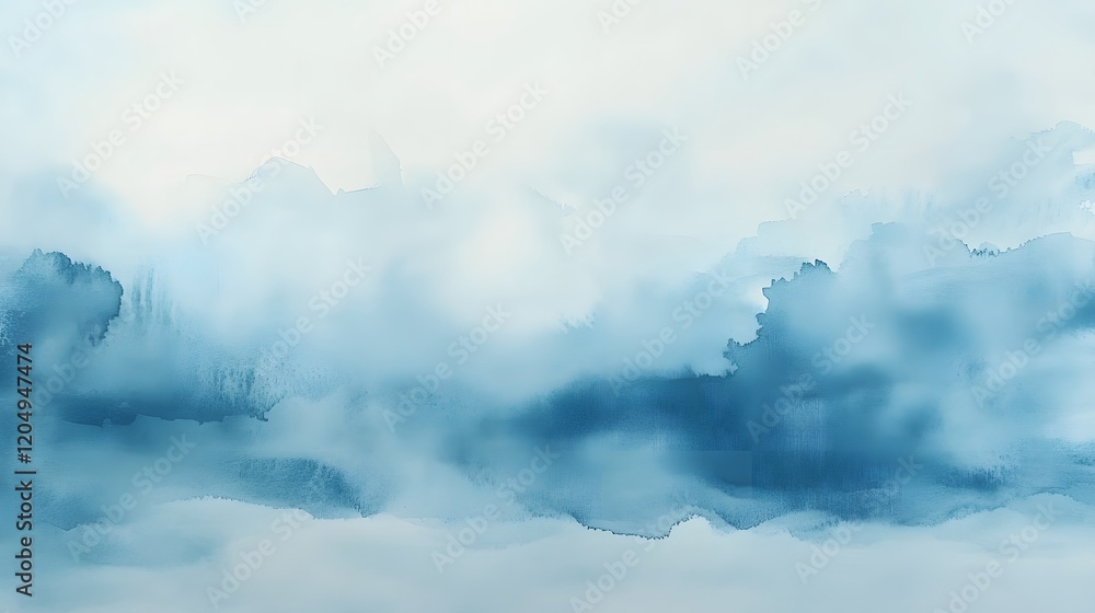 Abstract Blue Watercolor Landscape Painting Abstract Blue Watercolor Landscape Painting