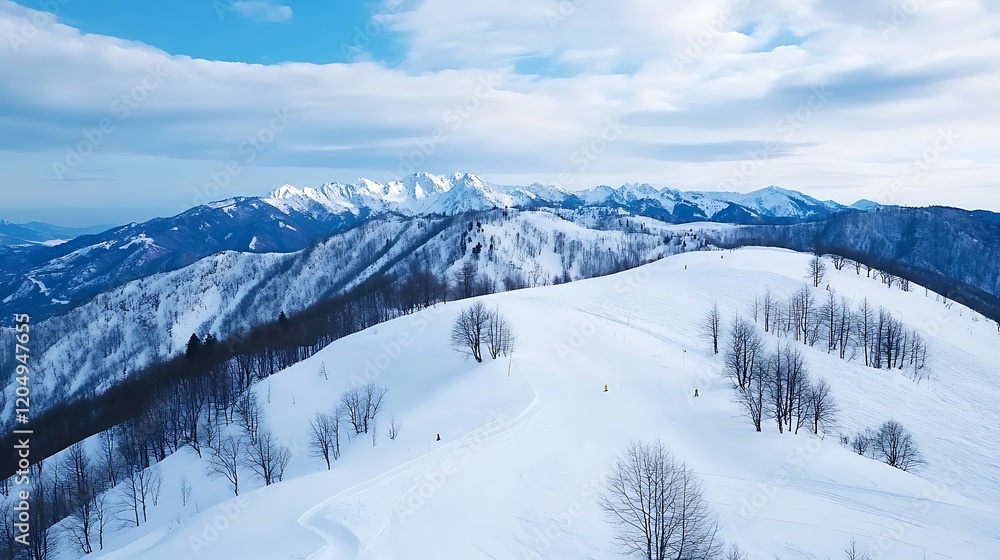 Aerial view of snow covered mountain range Aerial view of snow covered mountain range
