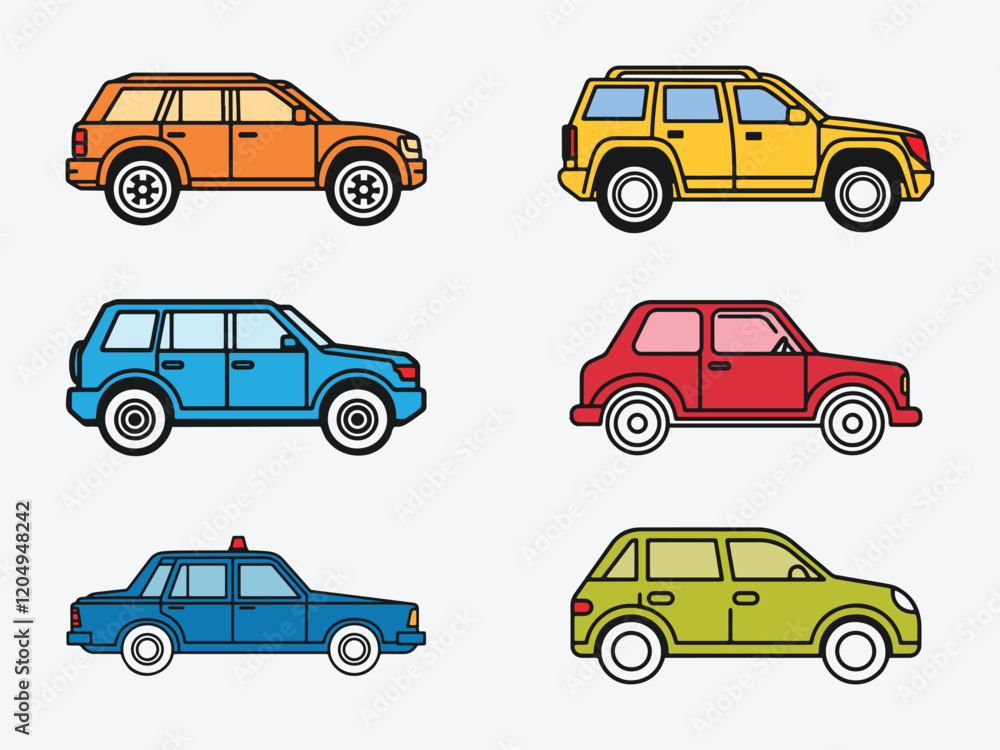 Vector of modern car illustration set in flat style Vector of modern car illustration set in flat style