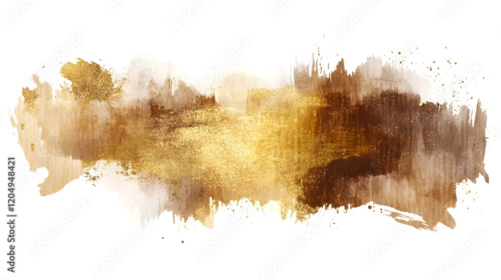 Obraz premium Abstract Gold and Brown Watercolor Brushstrokes
