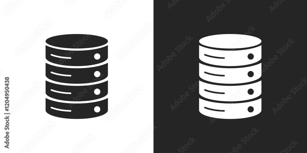 Database sign black and white icon vector design Database sign black and white icon vector design