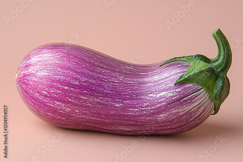 Wallpaper Mural A single purple striped eggplant rests on a pink background Torontodigital.ca