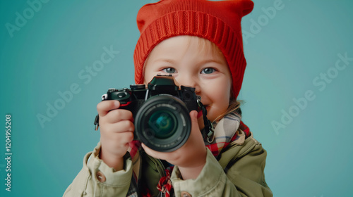 cute little hold camera photography