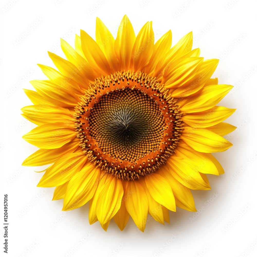 Vibrant Single Sunflower Isolated on White Background Vibrant Single Sunflower Isolated on White Background