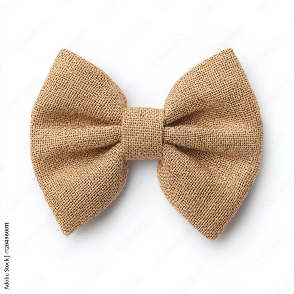 Rustic Beige Burlap Bow Tie Isolated on White Background Rustic Beige Burlap Bow Tie Isolated on White Background