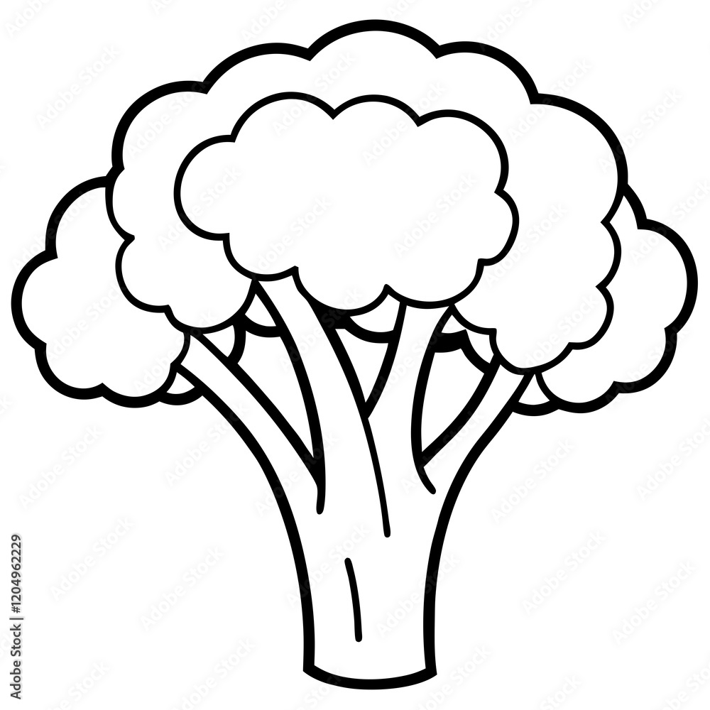 Broccoli Line Art with Modern Style Broccoli Line Art with Modern Style