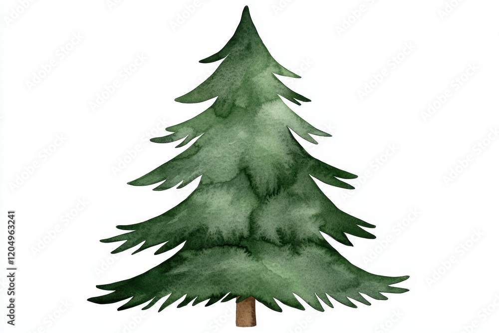 Fototapeta premium Watercolor Evergreen Christmas Tree Illustration
