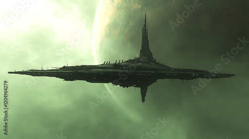 Imposing Alien Megastructure Hovering Over a Gaseous Planet photo