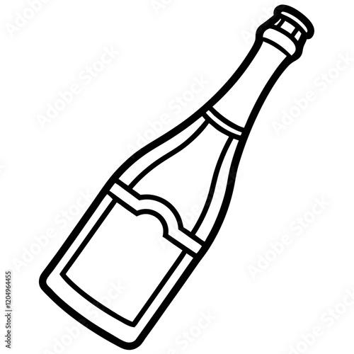 Champagne Bottle Line Drawing Illustration