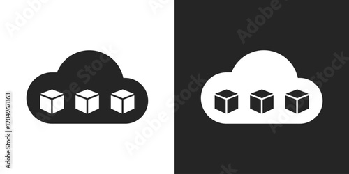 Cloud computing black and white icon vector design