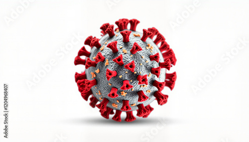 Photorealistic illustration of a bird flu virus particle on a white background photo