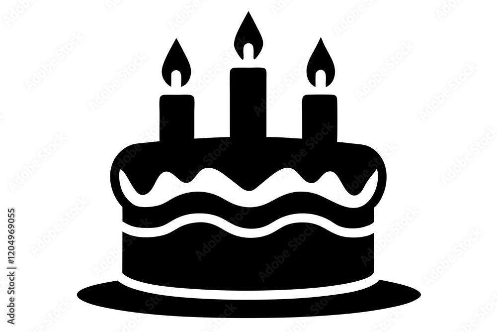 Birthday cake icons. Set of silhouette birthday cake icon vector art illustration on a White Background Birthday cake icons. Set of silhouette birthday cake icon vector art illustration on a White Background