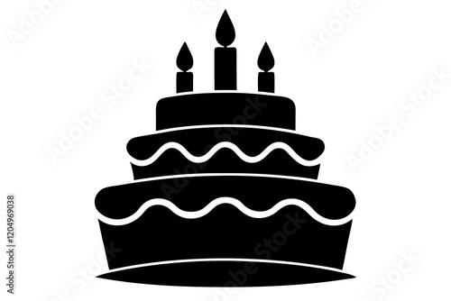 Birthday cake icons. Set of silhouette birthday cake icon vector art illustration on a White Background