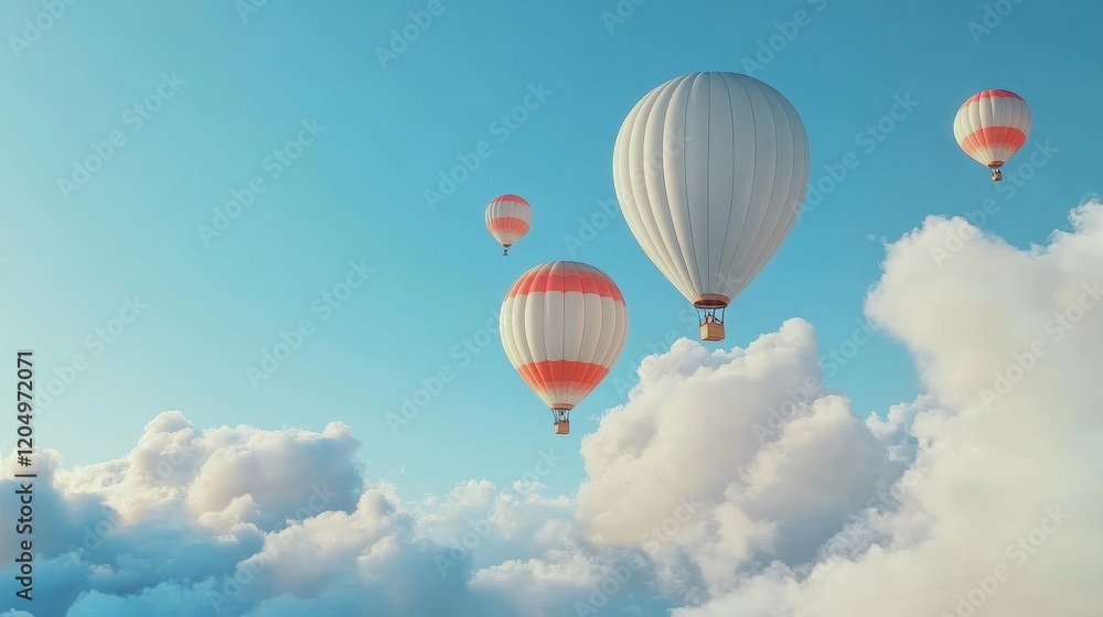 Balloons flying into the blue sky, symbolizing freedom and joyful celebrations Balloons flying into the blue sky, symbolizing freedom and joyful celebrations
