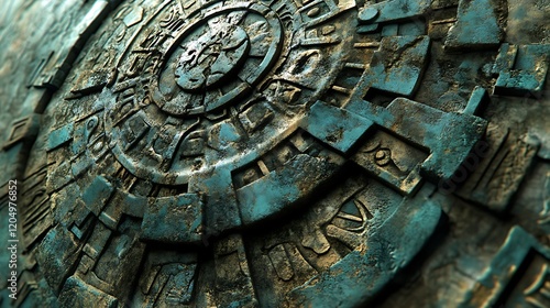 Close-up of an Ancient Stone Carving with Geometric Designs