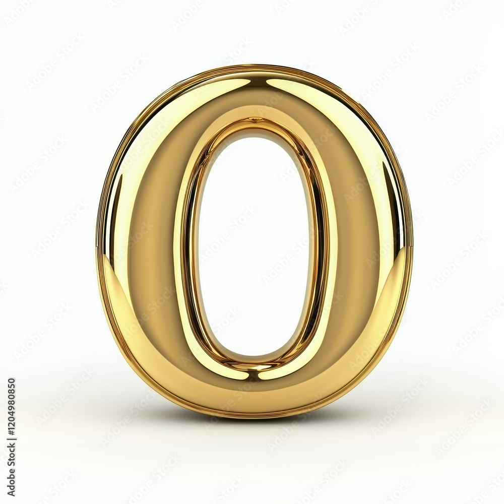 Shiny Golden Number Zero, 3D Rendered Alphabet Character Shiny Golden Number Zero, 3D Rendered Alphabet Character
