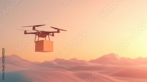 Autonomous cargo drone delivering highpriority package, futuristic freight delivery, hightech logistics innovation photo