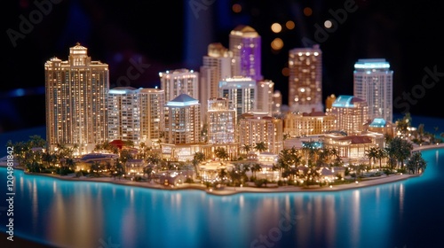 Illuminated Cityscape Model Architectural Display