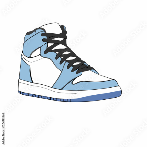 Blue White Sneaker shoe isolated on white Sneakers vector illustration (1)