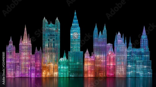 Illuminated Cityscape Model London Landmark Structures