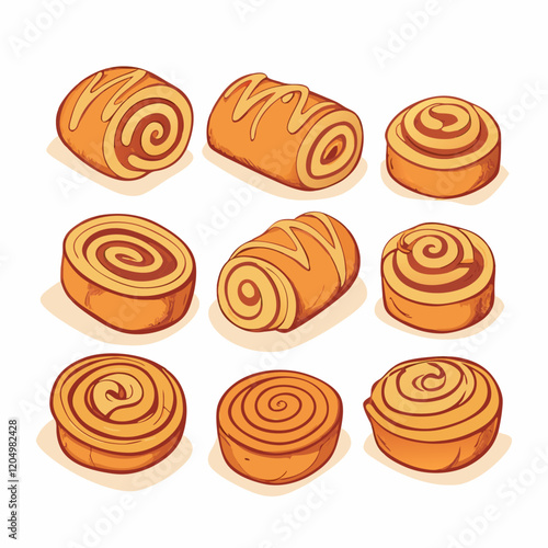 Food wheat bakery bread bun breakfast meal pastry vector illustration (1)