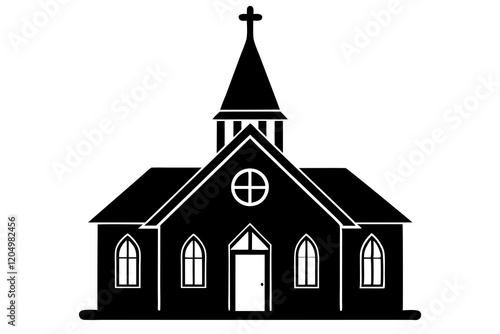 Church silhouette vector, Christian church house icon, Church building vector illustration 