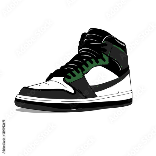 Green sneaker shoe isolated on white Sneakers vector illustration (2)