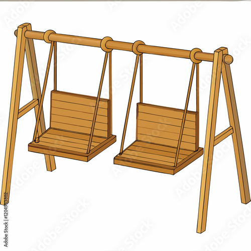 Two wooden swings on white  vector illustration (1)