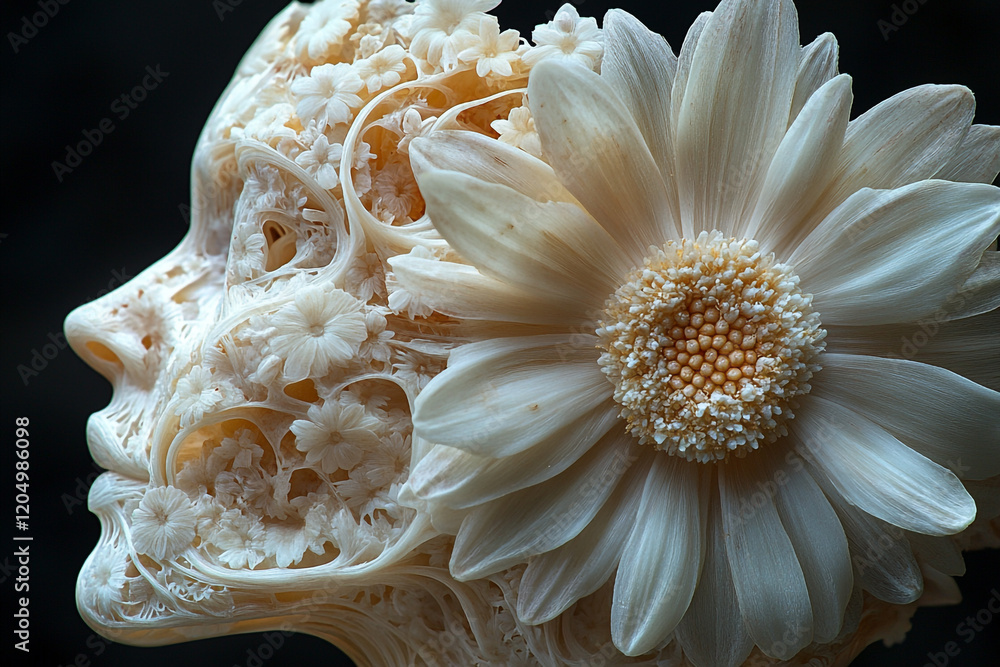Floral Face Intricate Carving Of A Woman Floral Face Intricate Carving Of A Woman