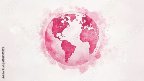 Watercolor hand painted planet Love Earth concept,white background,Symbol of life,Environmental problems and environmental protection ecology,Hand drawn Globe watercolour paint,Earth Day.