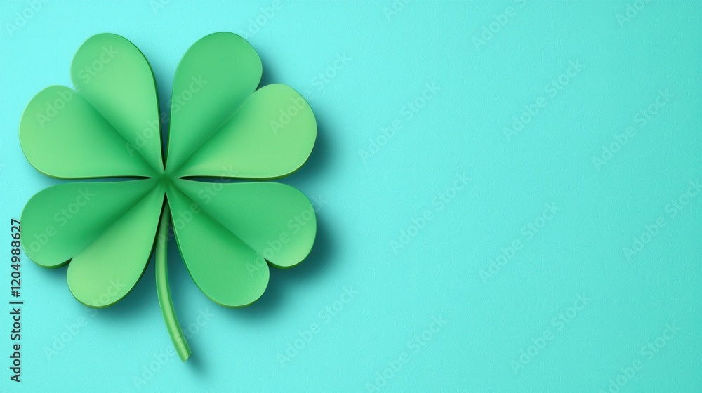 Four-Leaf Clover on Teal Background St. Patrick's Day Symbol of Luck and Good Fortune Four-Leaf Clover on Teal Background St. Patrick's Day Symbol of Luck and Good Fortune