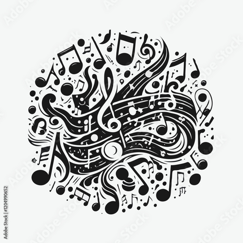 Abstract Black and White Music Notes Design: Creative Vector Illustration
