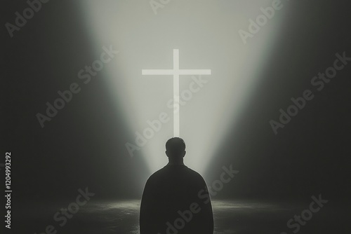 The concept of god helping, hope and faith, Christian religion concept and cross