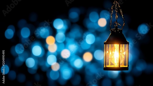 Wallpaper Mural Illuminated Hanging Lantern Against Bokeh Lights Torontodigital.ca
