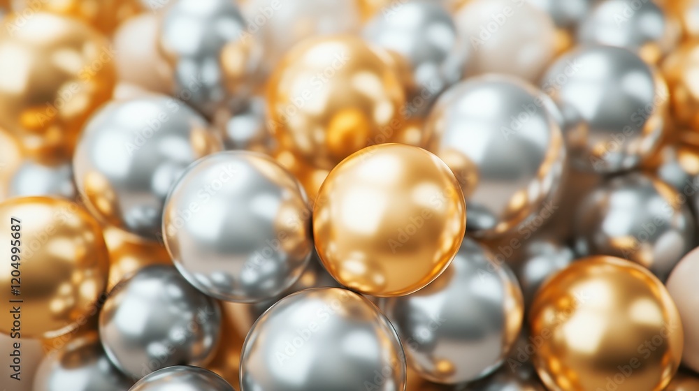 Golden and silver metallic balloons with shiny textures, sophisticated and classy party celebration Golden and silver metallic balloons with shiny textures, sophisticated and classy party celebration