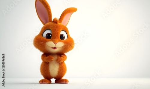 Cute cartoon bunny, studio backdrop, Easter greeting photo