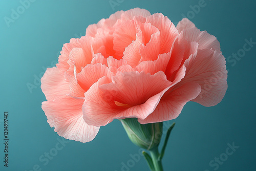 Wallpaper Mural A single pink carnation flower against a teal background Torontodigital.ca