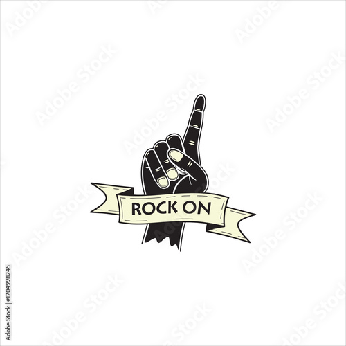 "Empowered Vibes: Rock On Text Art"
"Rock On: Retro-Inspired Vector Design"
"Unleashing Energy: Rock On Typography"illustration of a label with ribbon