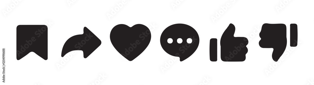 social media interface icon vector set in line style. like, unlike, comment, share, message, thumb and save simple black style symbol sign. social media interface icon vector set in line style. like, unlike, comment, share, message, thumb and save simple black style symbol sign.