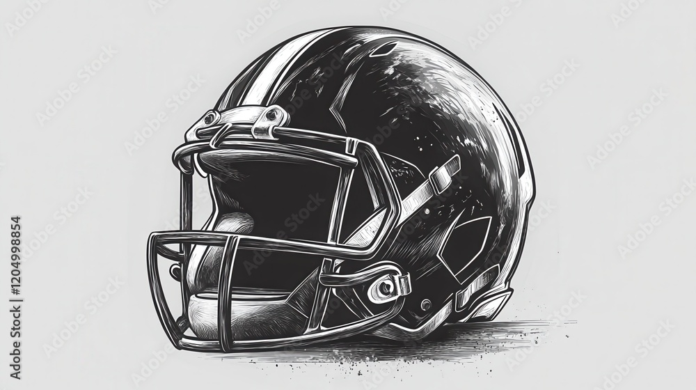Fototapeta premium Monochrome American Football Helmet Illustration
