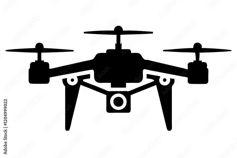 Drone silhouette vector, drone camera icon silhouette vector illustration Drone silhouette vector, drone camera icon silhouette vector illustration