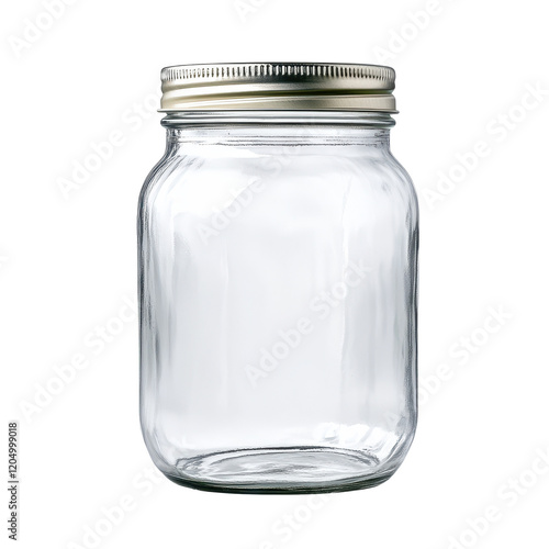 Empty glass jar for food storage and preservation. transparent background