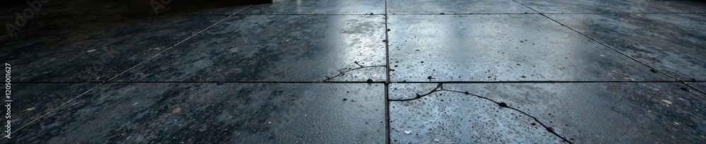 Obraz premium Dark stained concrete floor, showing deep crevices and subtle variations in tone , dark, industrial, floor