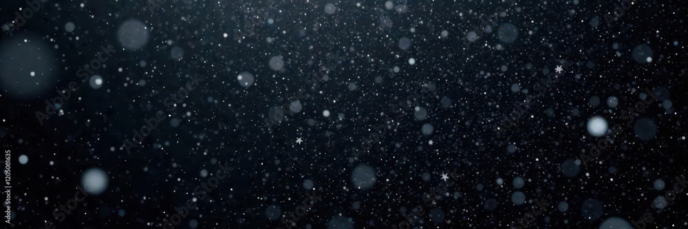Snowfall effect overlay with frosty texture on a black canvas background with scattered snowflakes, background, overlay Snowfall effect overlay with frosty texture on a black canvas background with scattered snowflakes, background, overlay