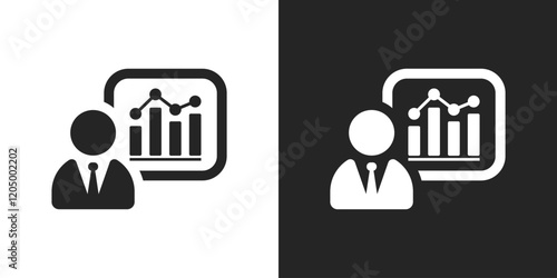 Data analyst sign black and white icon vector design