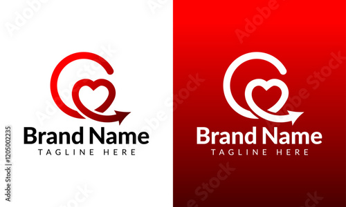 Letter C Connection logo, c love logo, cuddle cation logo, relation bonding, c heart shape, circle continuous logo, infinity line, arrow line fast forward speed branding, life coaching consulting logo