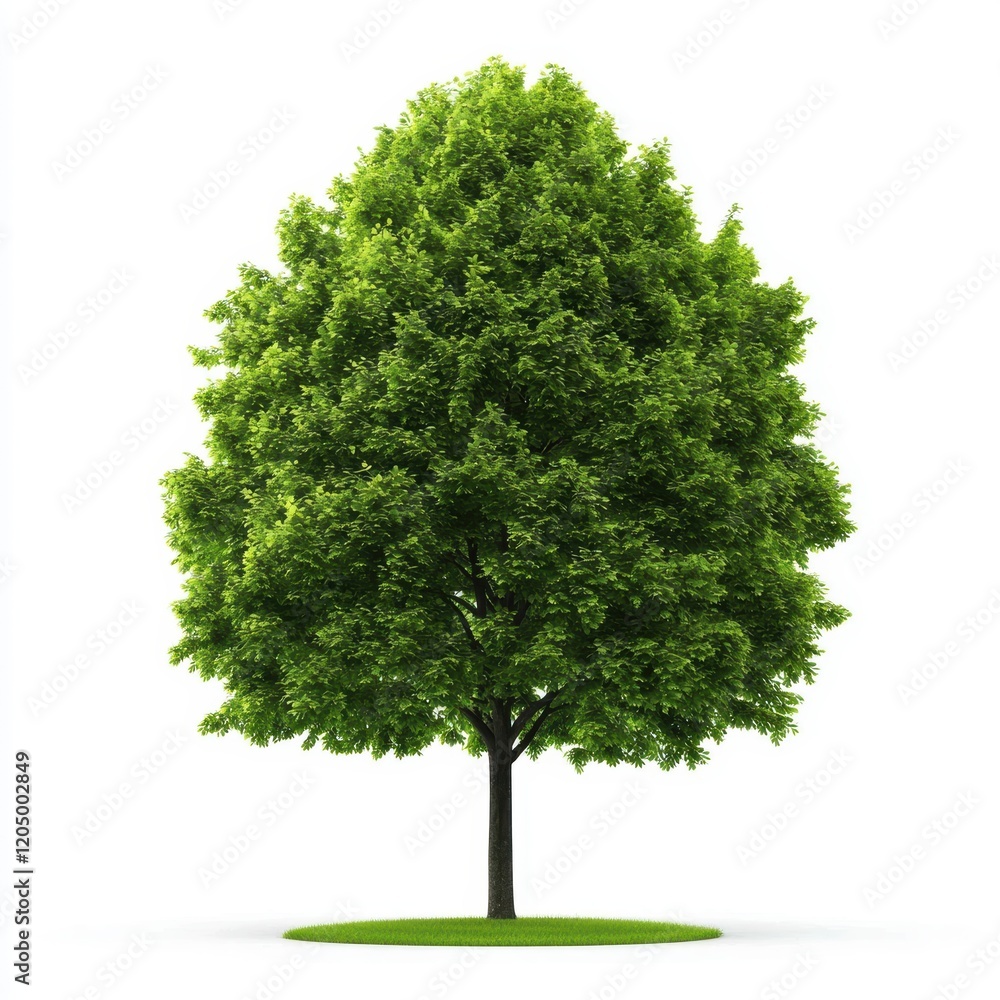 Fototapeta premium Lush Green Deciduous Tree Isolated on White Background